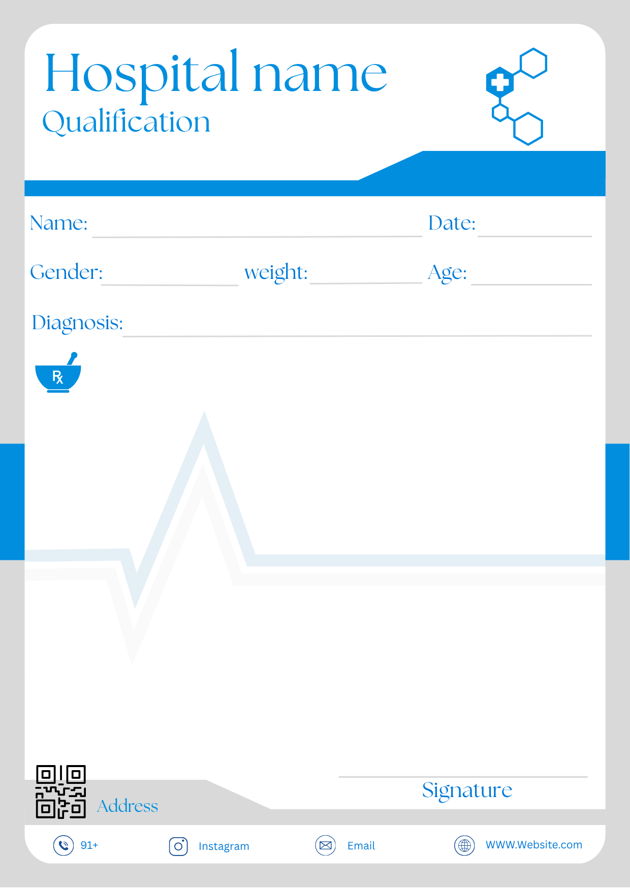 Blue Grid Modern prescription pad template