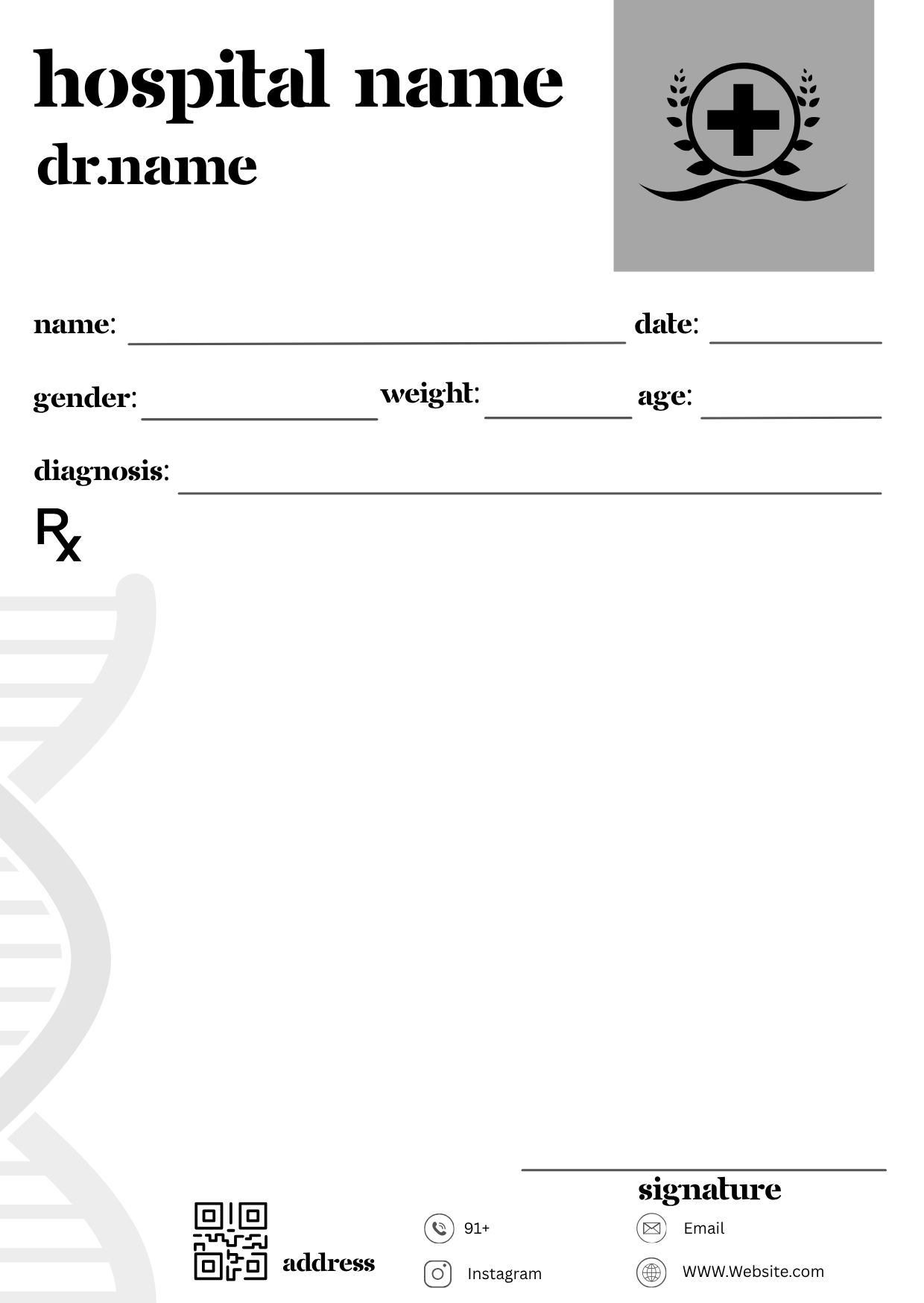 Blue Minimal Side prescription pad template