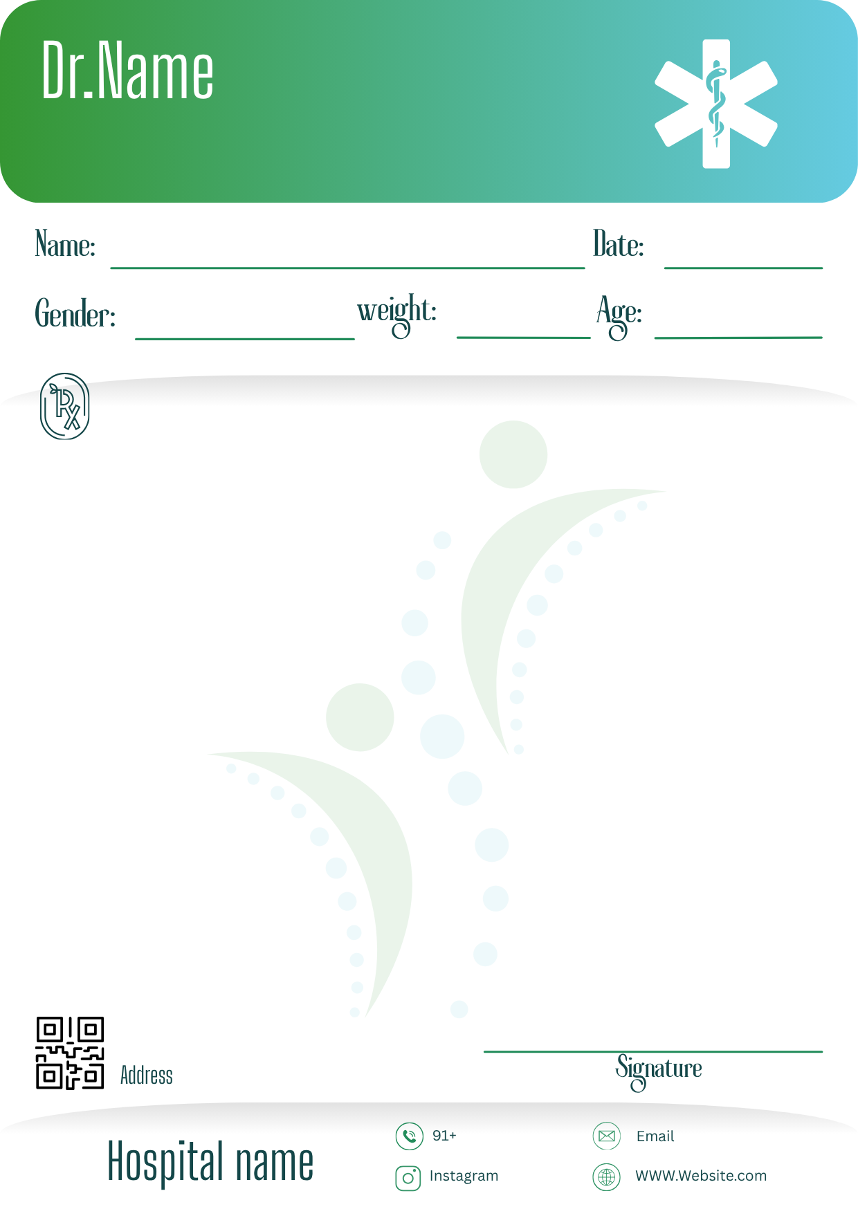 Teal Professional prescription pad template