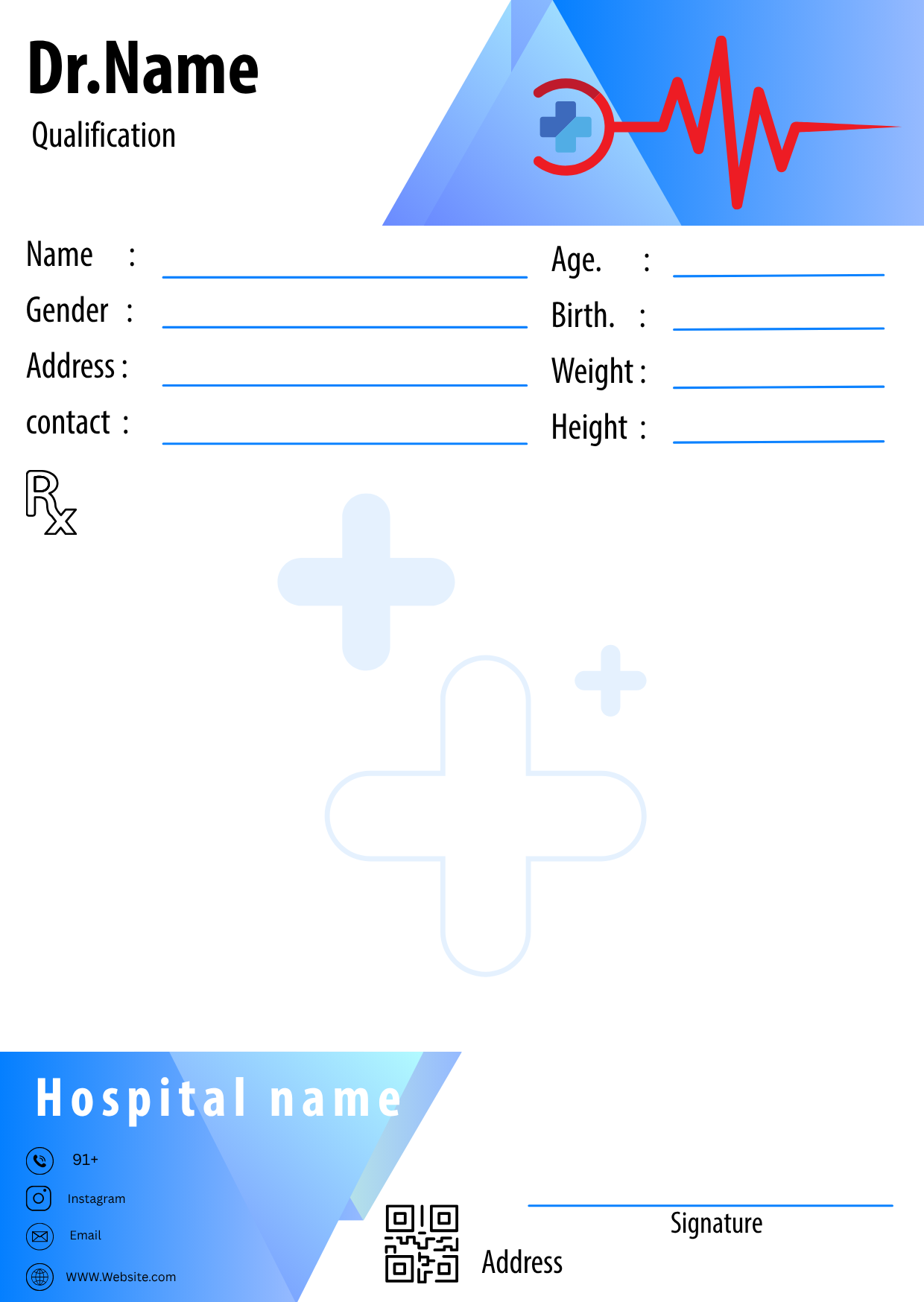 Royal Blue Classic prescription pad template
