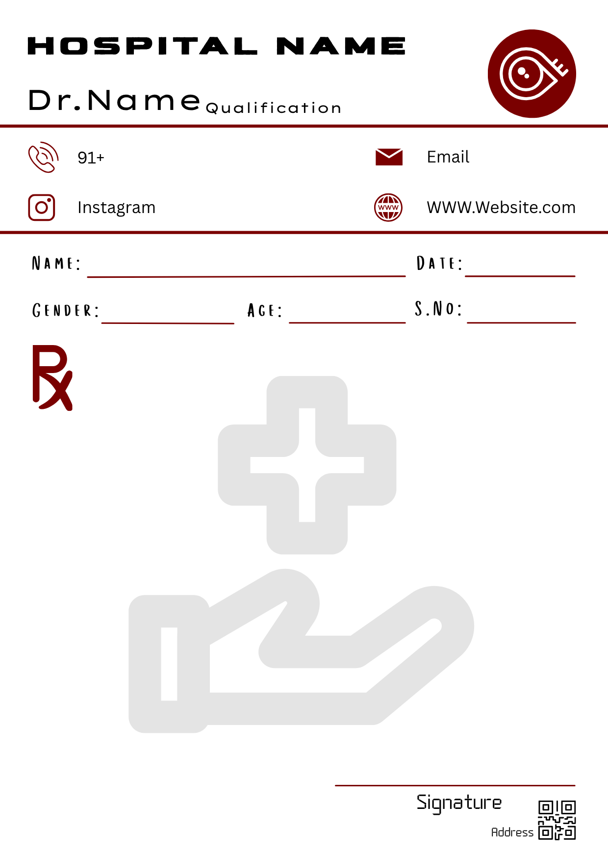 Clean White Minimal prescription pad template