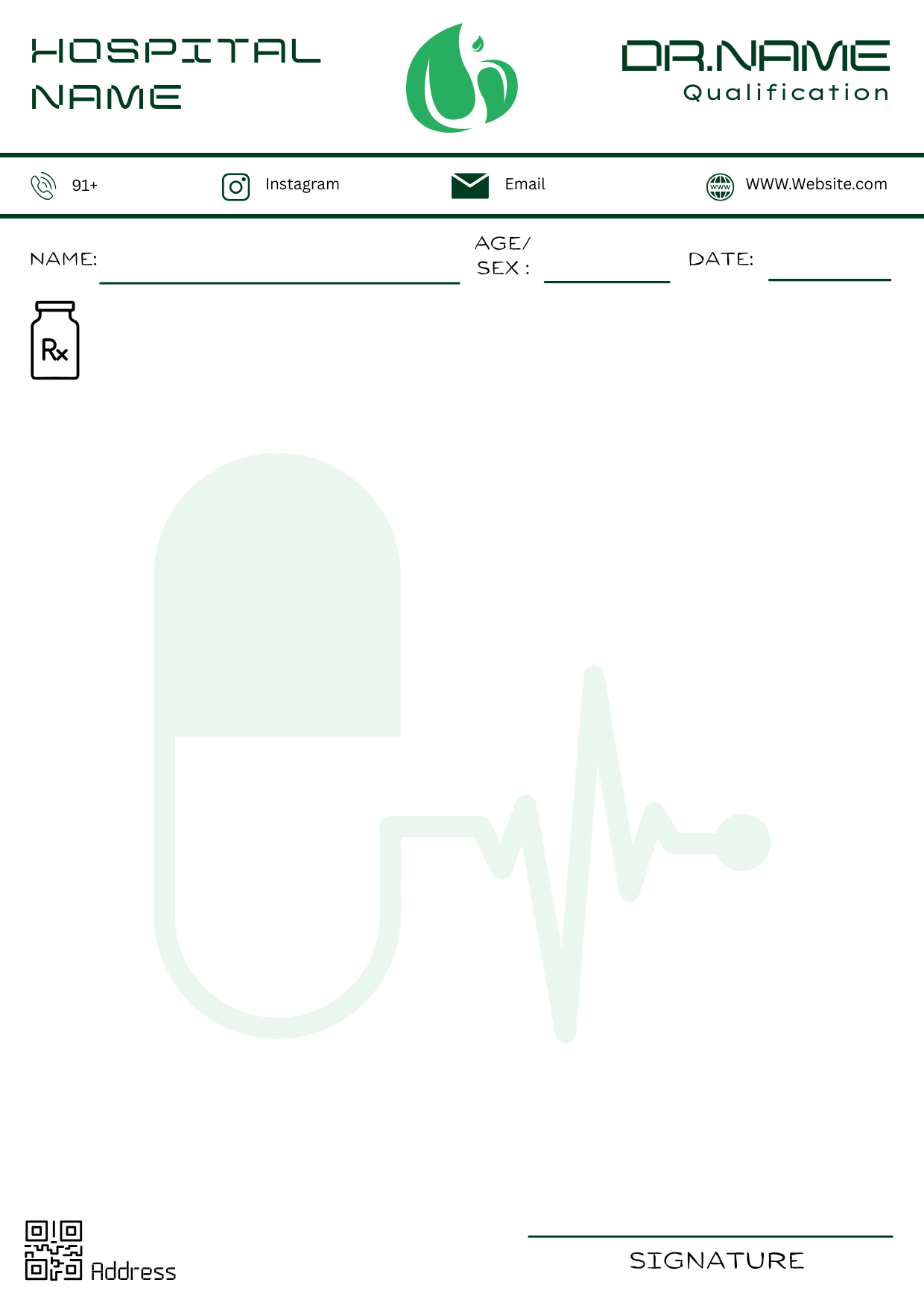 Simple Line Border prescription pad template