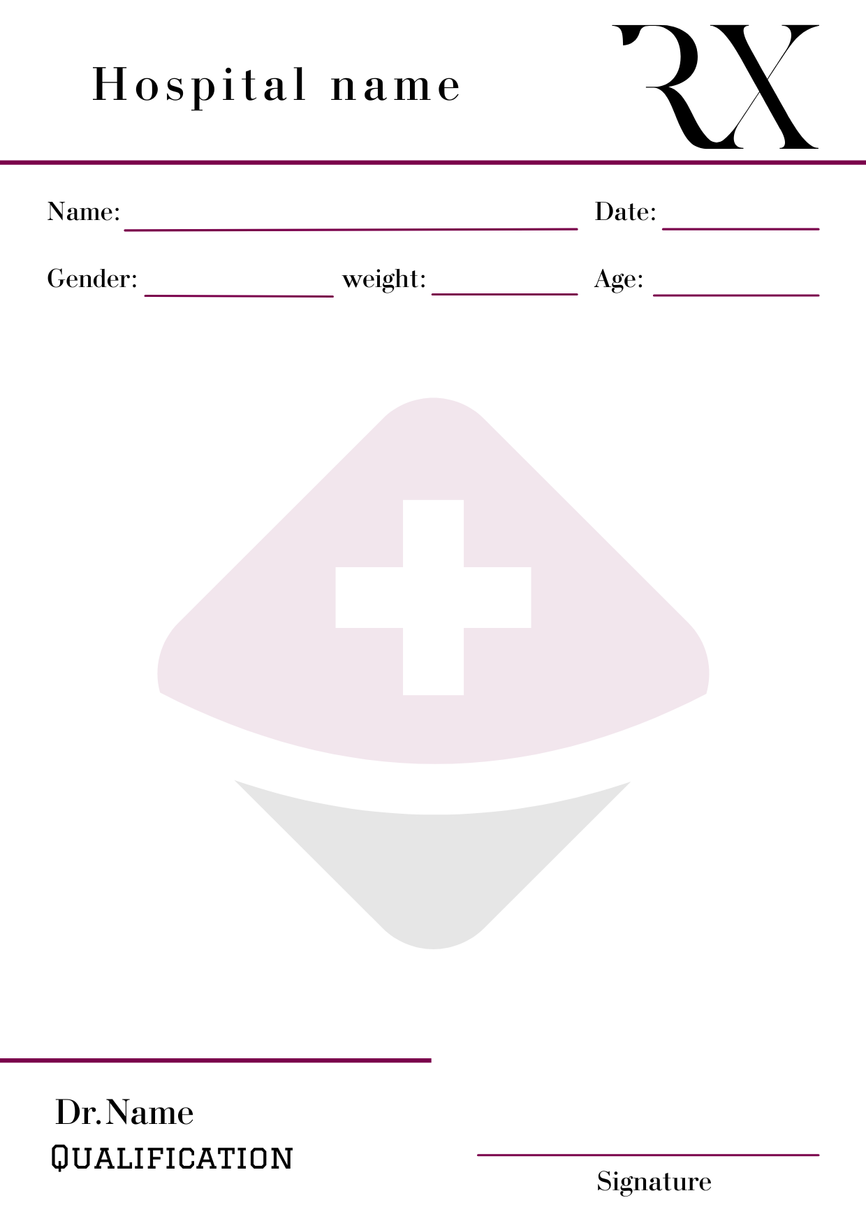 Dark Serif Minimal prescription pad template